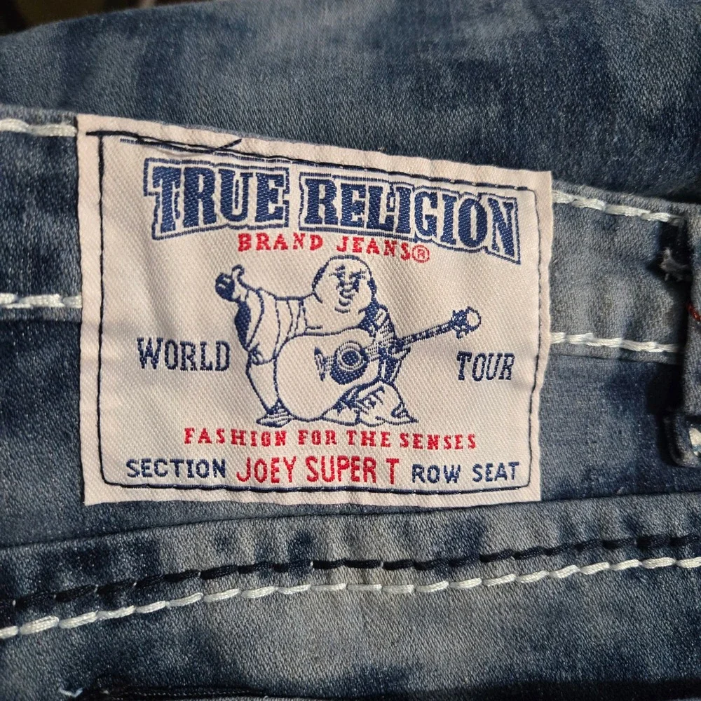 Vintage True Religion Joey Super T Jeans size 38 NWT Blue Thick White Stitch USA